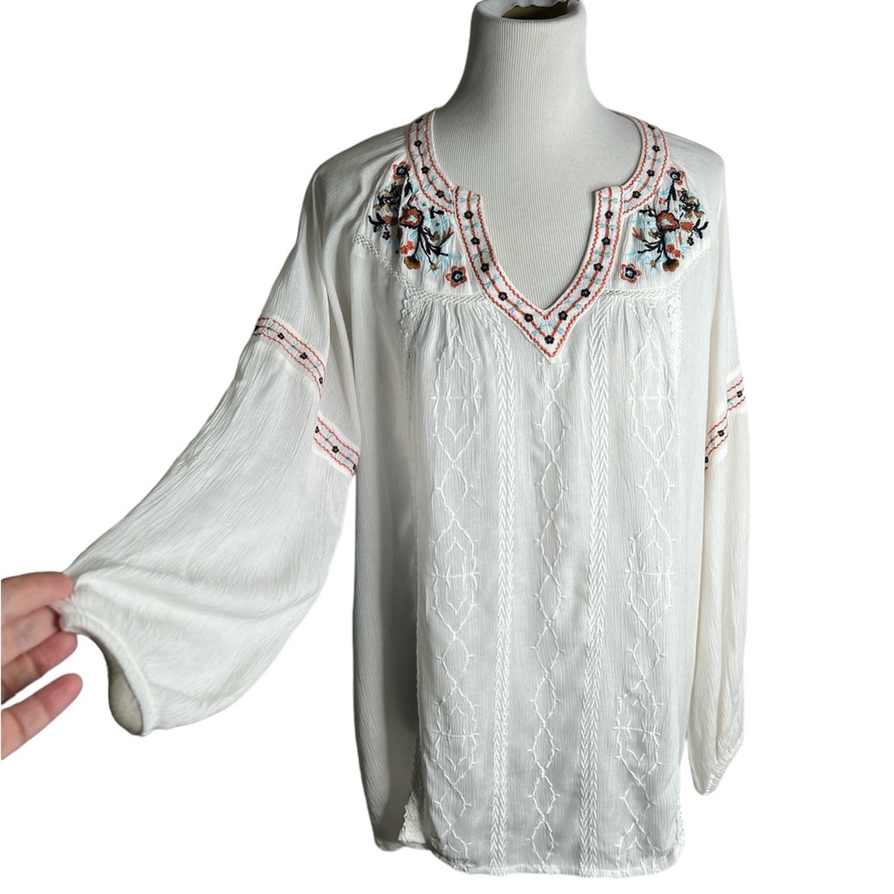 Tantrum TOP Embroidered Boho Hippie Tunic Cover Up Cottagecore Lagenlook md ls